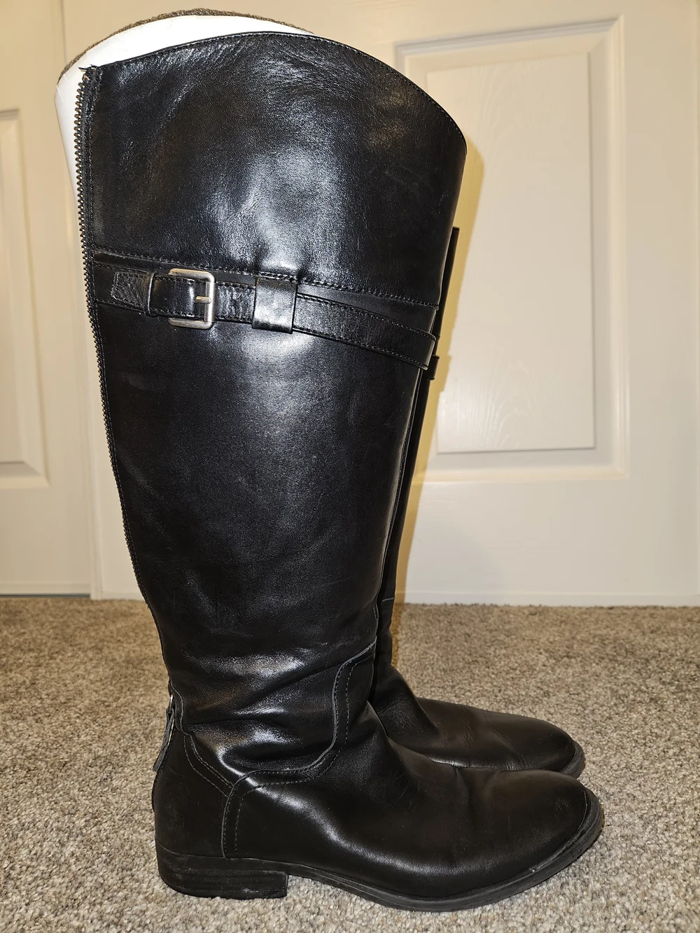 Nine West Black Leather Knee-High Riding Boots